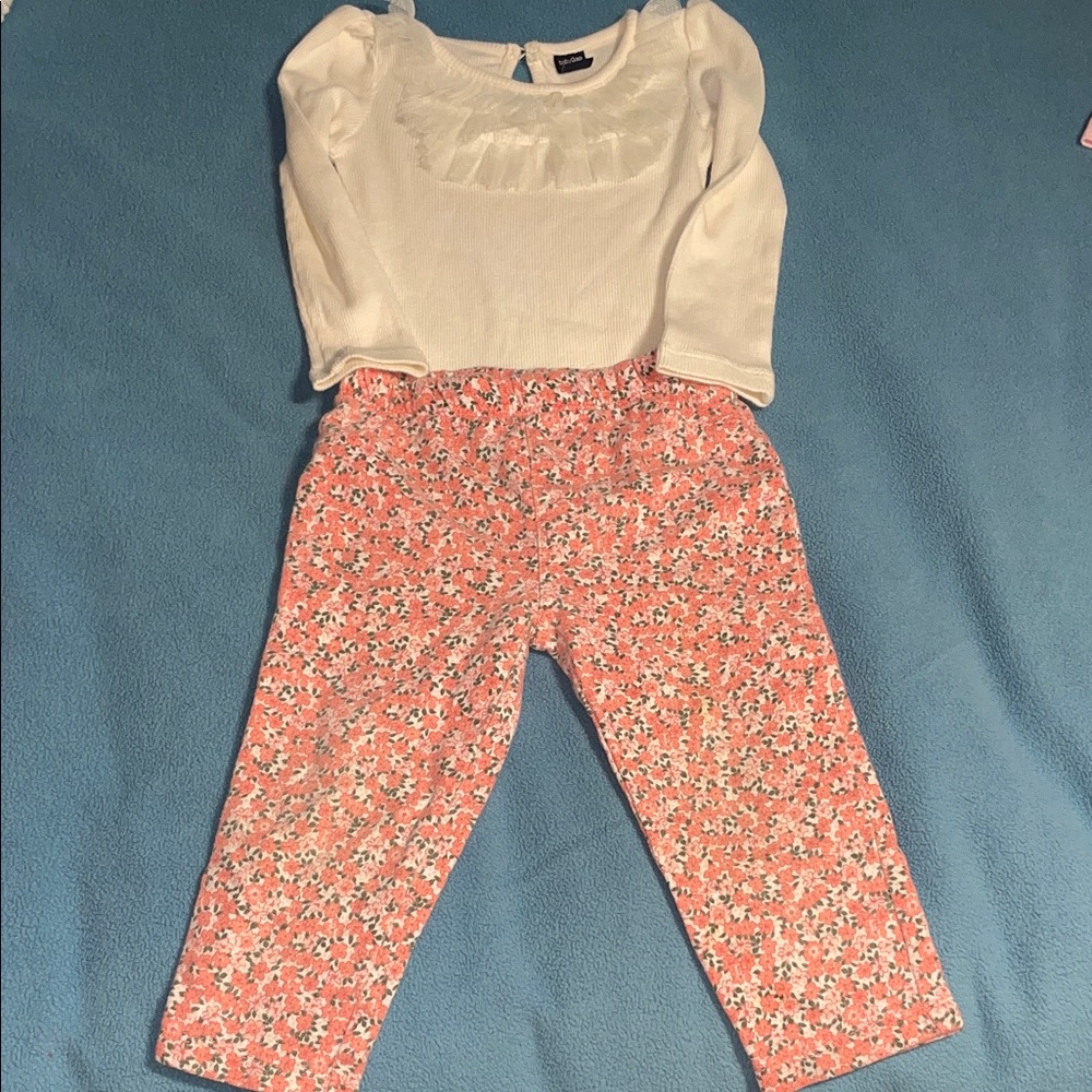 Carter’s size 18 mos pink floral pants & baby Gap 18-24 mos light cream top
